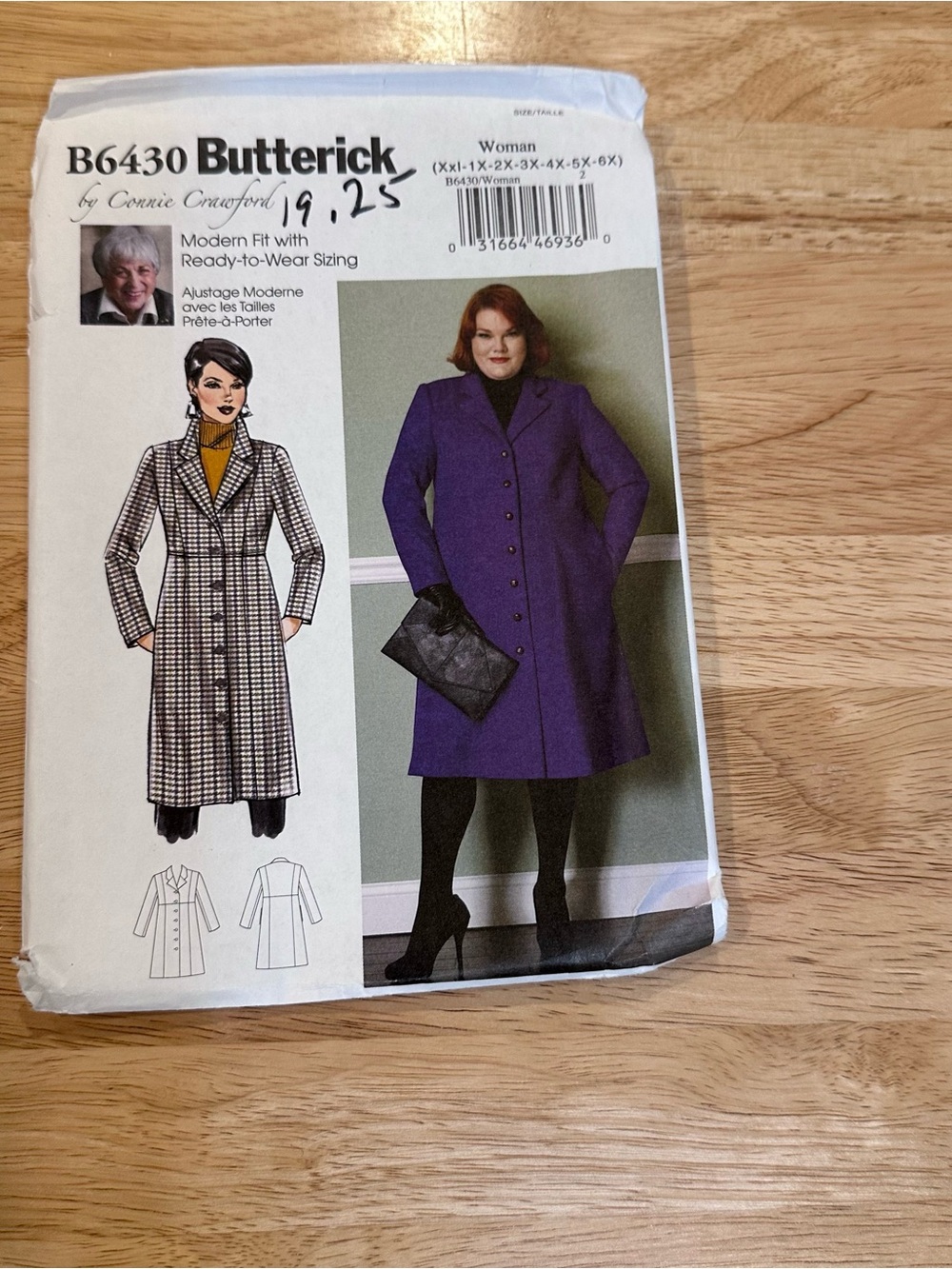 Butterick Uncut Women’s Purple Long Trench Coat Sewing Pattern Plus sizes